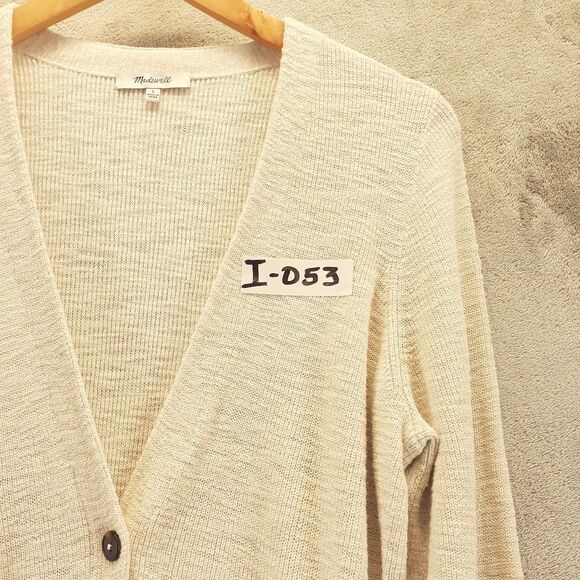 Madewell Womens Size L Cream V-Neck Button up Long Sleeve Oversized Cardigan - Picture 10 of 10